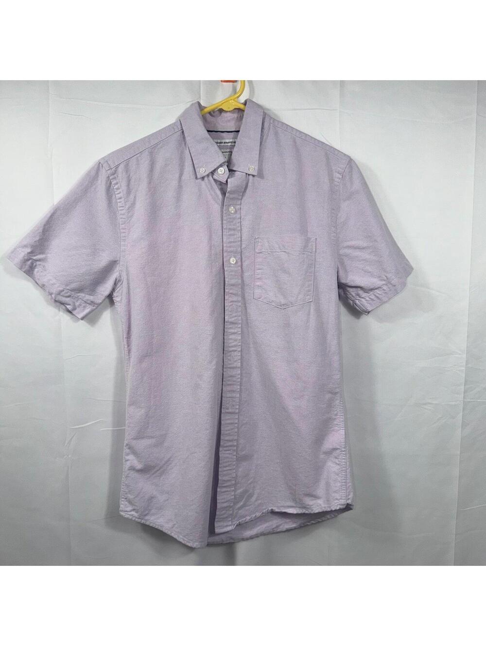 Amazon Essentials Men’s Slim Fit Short Sleeve Button Up Shirt Lavender Small